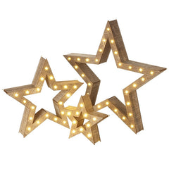 Wooden LED star set of 3
