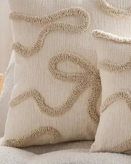 Cream bow boucle detailed cushion with insert 45 x 45 cm