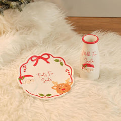 Santa treat plate and milk bottle set