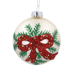 Champagne/Red Bow Bauble