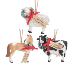 Farm animal with wreath decoration
