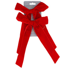 Pack/2 Velvet Red Bow