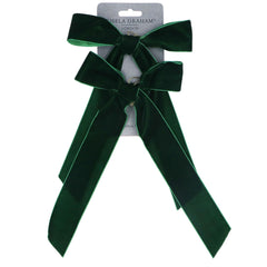 Pack/2 Velvet Dark Green Bow