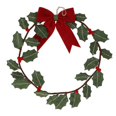 Holly Leaves & Red Berries wreath