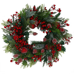 Beaded Pomegranate/Red Berry Fir Wreath