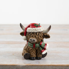 Festive highland cow 10.5cm