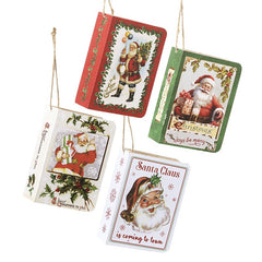 Wooden Santa book hanging decoration