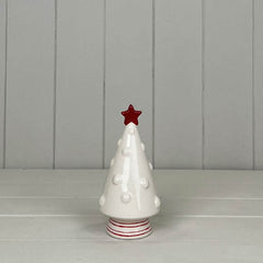 Red star ceramic Christmas tree 15cm