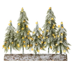 LED Christmas tree forest on log