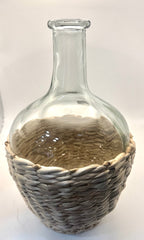 Glass vase with rattan cover
