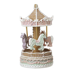 Pink resin gingerbread musical carouse