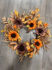 Autumn sunflower wreath