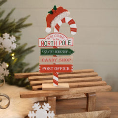 North Pole wooden sign