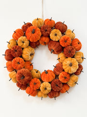 Velvet pumpkin wreath