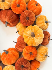 Velvet pumpkin wreath