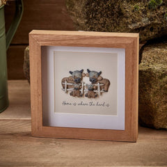 DOUGAL HIGHLAND COW HERD WOOD FRAMED RESIN PEBBLE PICTURE