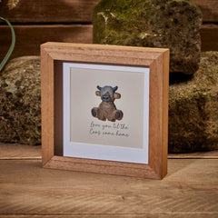 DOUGAL HIGHLAND COW COOS WOOD FRAMED RESIN PEBBLE PICTURE