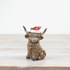 Xmas Sitting Highland Cow