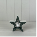 Light Green Ceramic Star with Santa Decoration